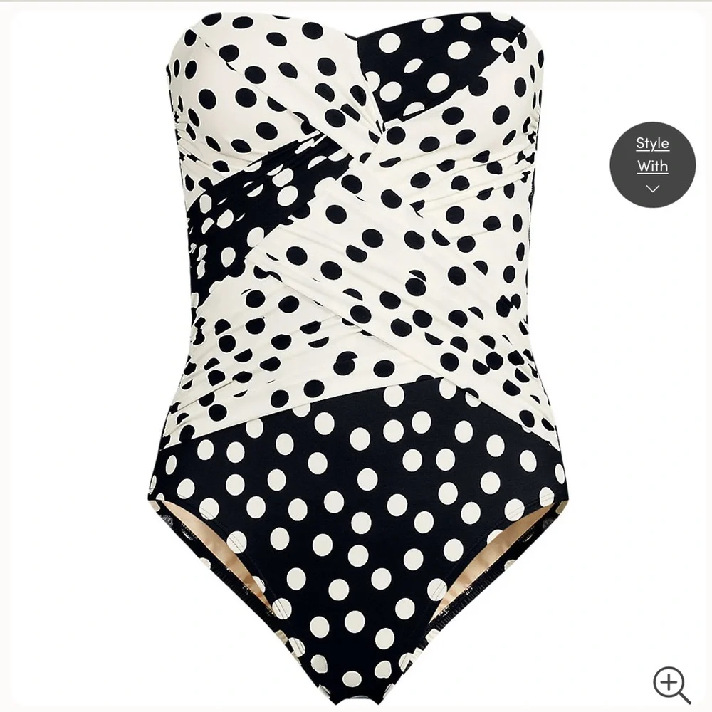 LANDS’ END LYCRA Women's Slender Suit Wrap Bandeau One Piece Swimsuit - Picture 8 of 14